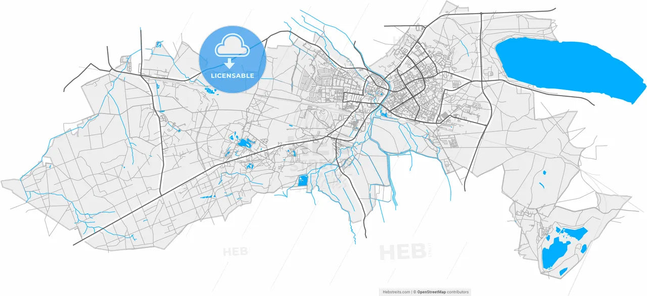 Hoyerswerda, Saxony, Germany, high resolution vector map - Instant download PDF and JPG