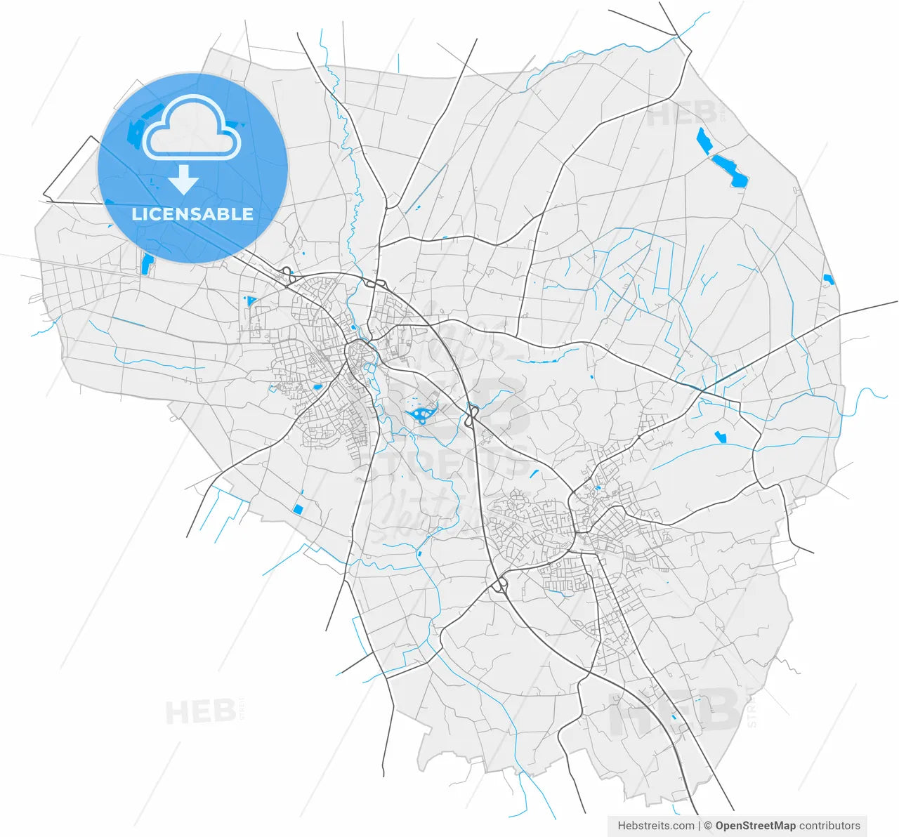 Steinfurt, North Rhine-Westphalia, Germany, high resolution vector map - Instant download PDF and JPG