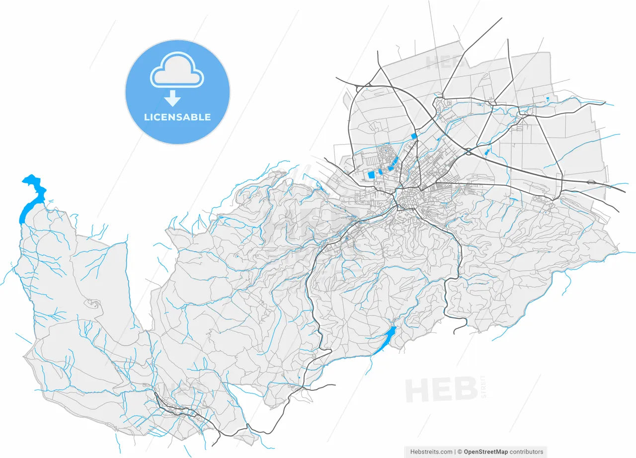 Wernigerode, Saxony-Anhalt, Germany, high resolution vector map - Instant download PDF and JPG