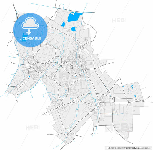 Korschenbroich, North Rhine-Westphalia, Germany, high resolution vector map - Instant download PDF and JPG