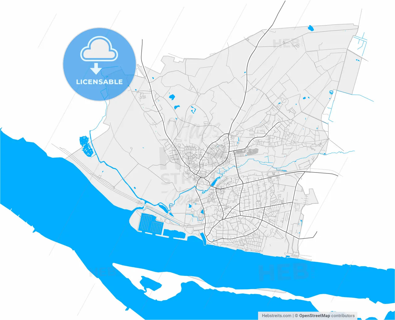 Wedel, Schleswig-Holstein, Germany, high resolution vector map - Instant download PDF and JPG
