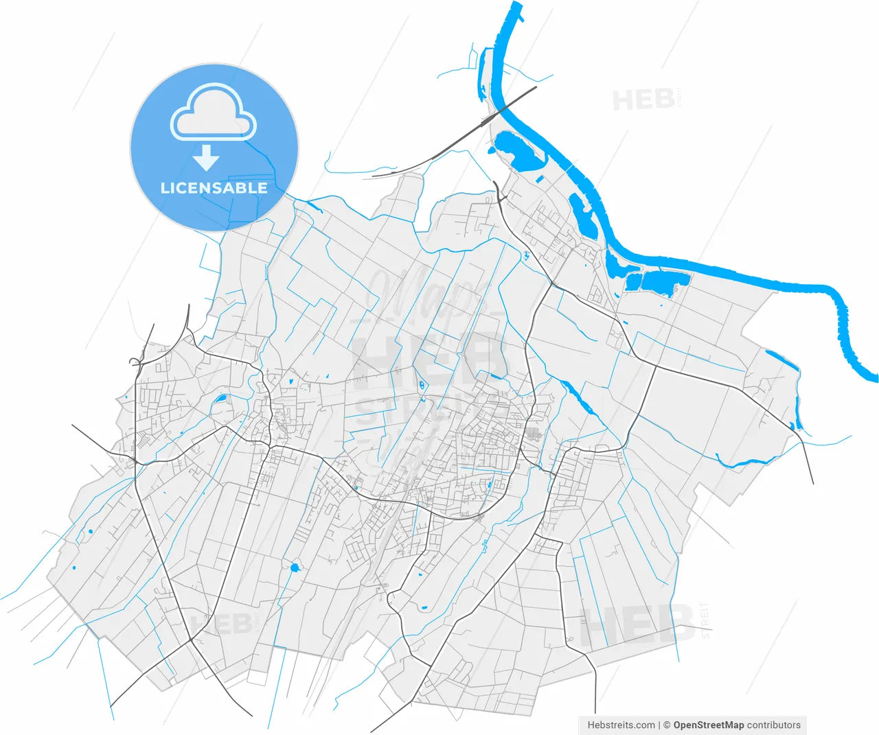 Weyhe, Lower Saxony, Germany, high resolution vector map - Instant download PDF and JPG