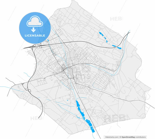 Gödöllő, Pest, Hungary, high resolution vector map - Instant download PDF and JPG
