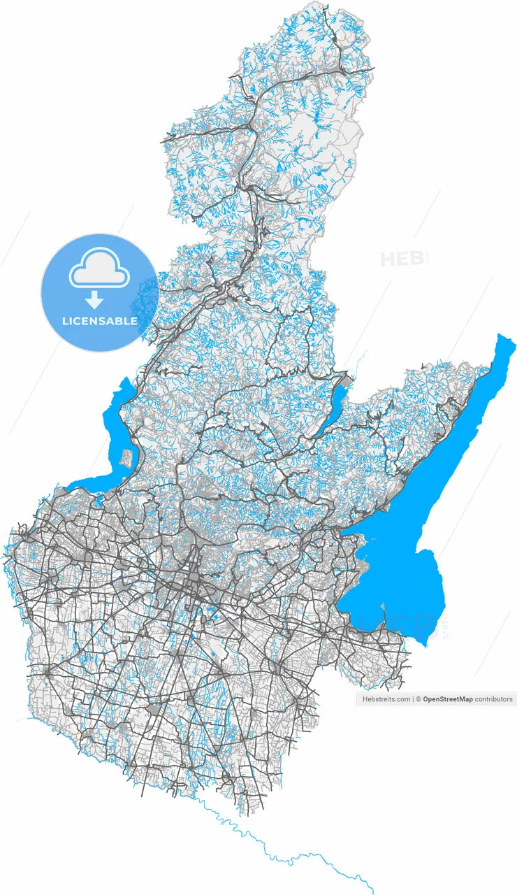 Brescia, Lombardy, Italy, high resolution vector map - Instant download PDF and JPG