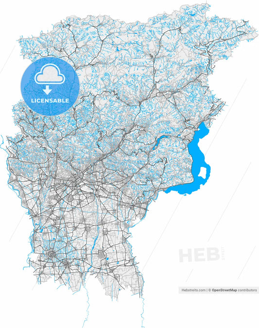 Bergamo, Lombardy, Italy, high resolution vector map - Instant download PDF and JPG