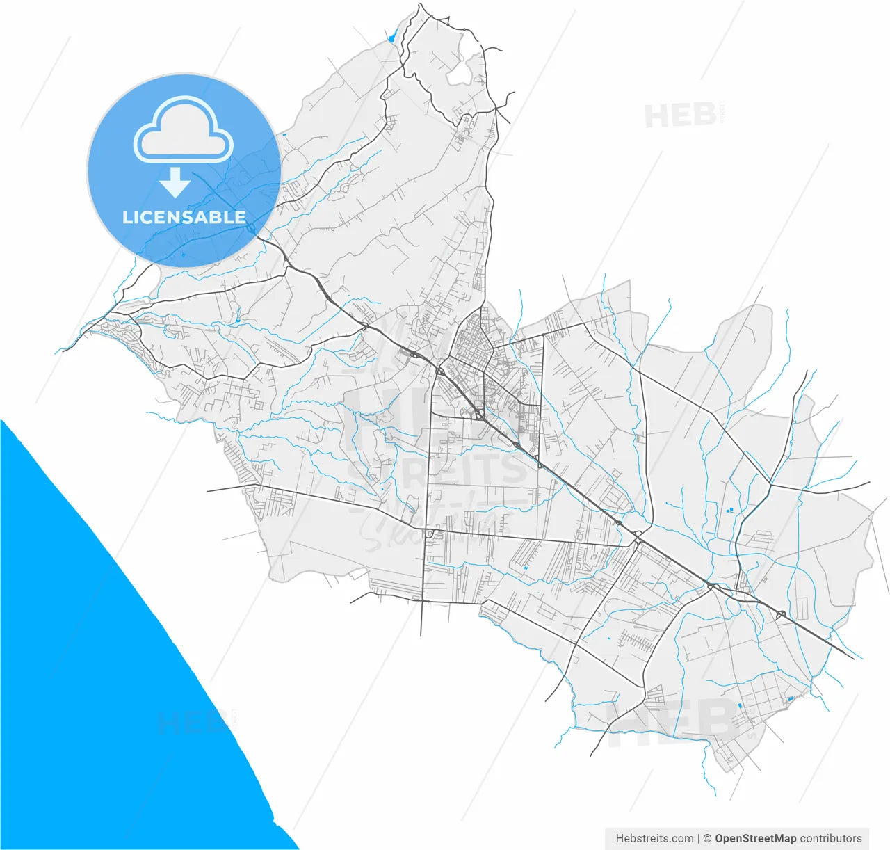 Aprilia, Lazio, Italy, high resolution vector map - Instant download PDF and JPG
