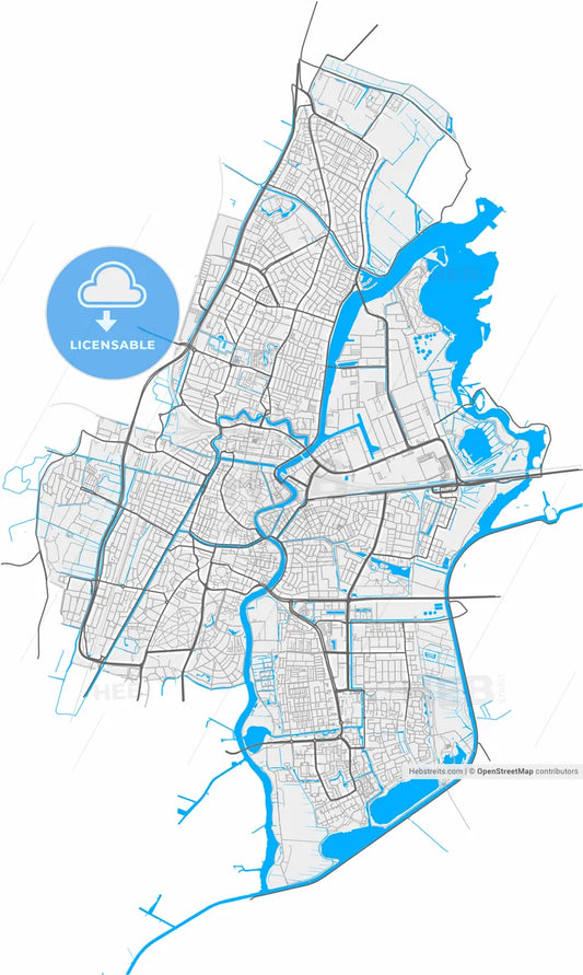 Haarlem, North Holland, Netherlands, high resolution vector map - Instant download PDF and JPG