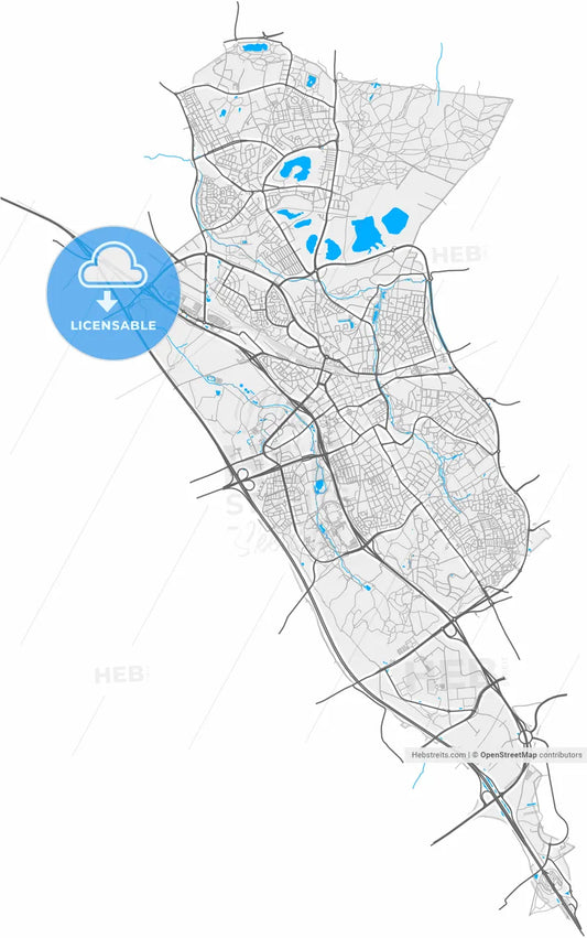 Heerlen, Limburg, Netherlands, high resolution vector map - Instant download PDF and JPG