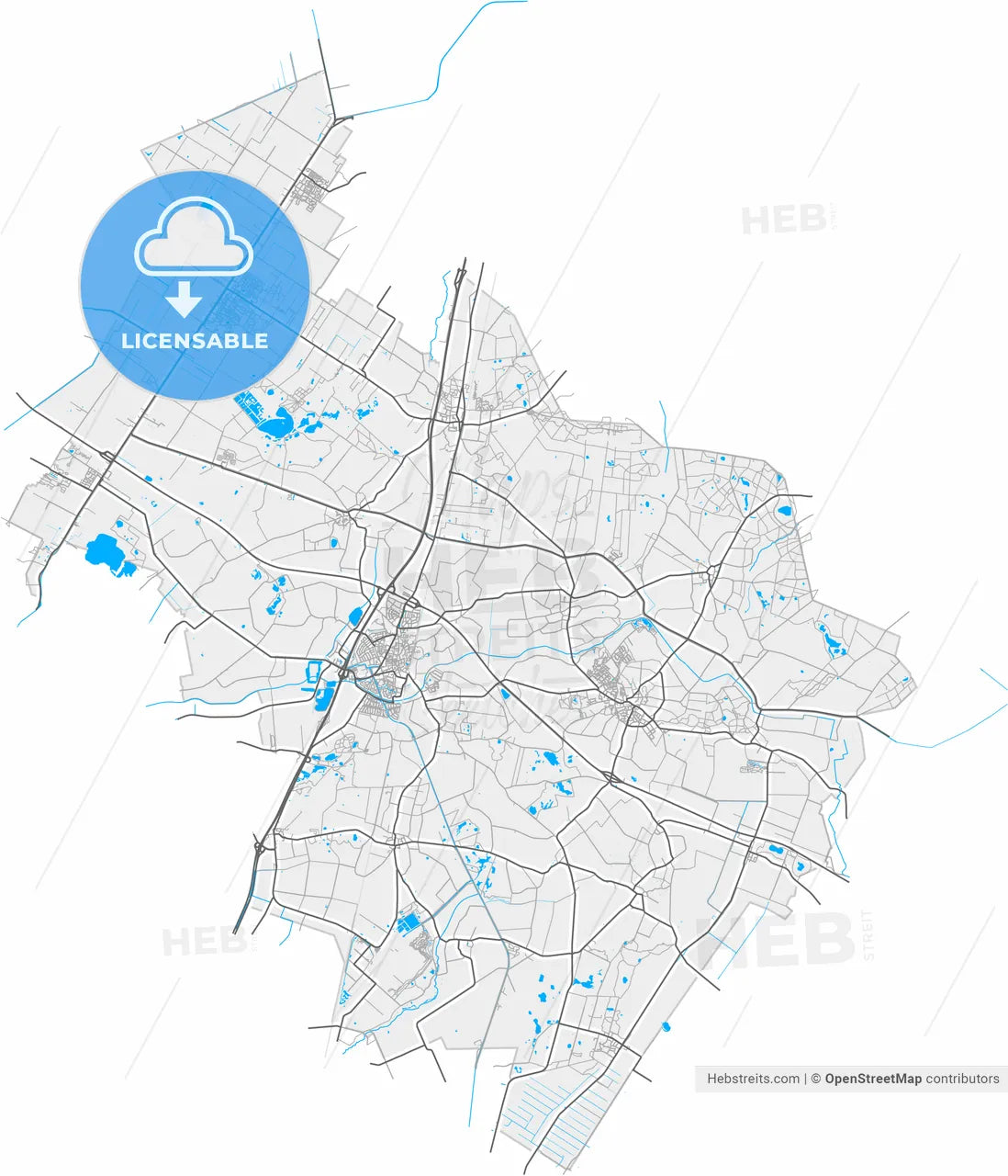 Midden-Drenthe, Drenthe, Netherlands, high resolution vector map - Instant download PDF and JPG