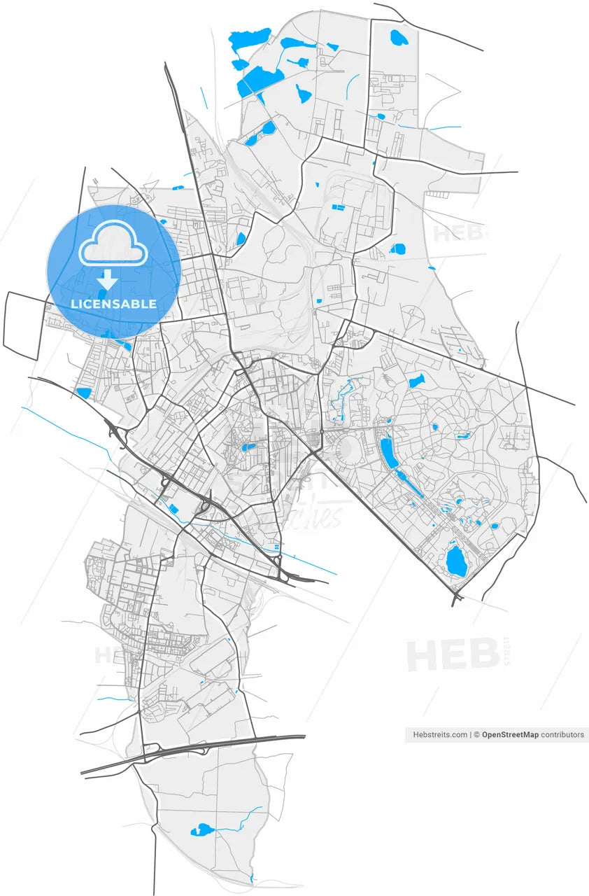Chorzów, Silesian, Poland, high resolution vector map - Instant download PDF and JPG