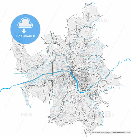 Coimbra, Coimbra, Portugal, high resolution vector map - Instant download PDF and JPG