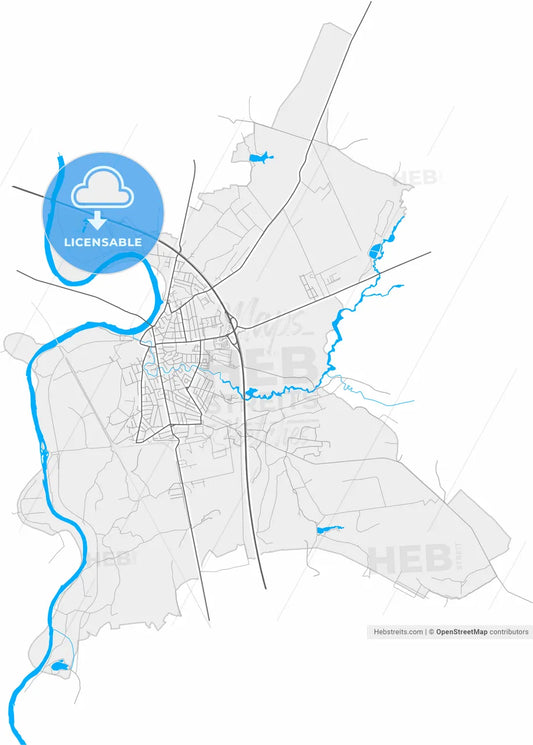 Ćuprija, Pomoravlje, Serbia, high resolution vector map - Instant download PDF and JPG