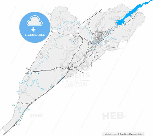 Plasencia, Cáceres, Spain, high resolution vector map - Instant download PDF and JPG