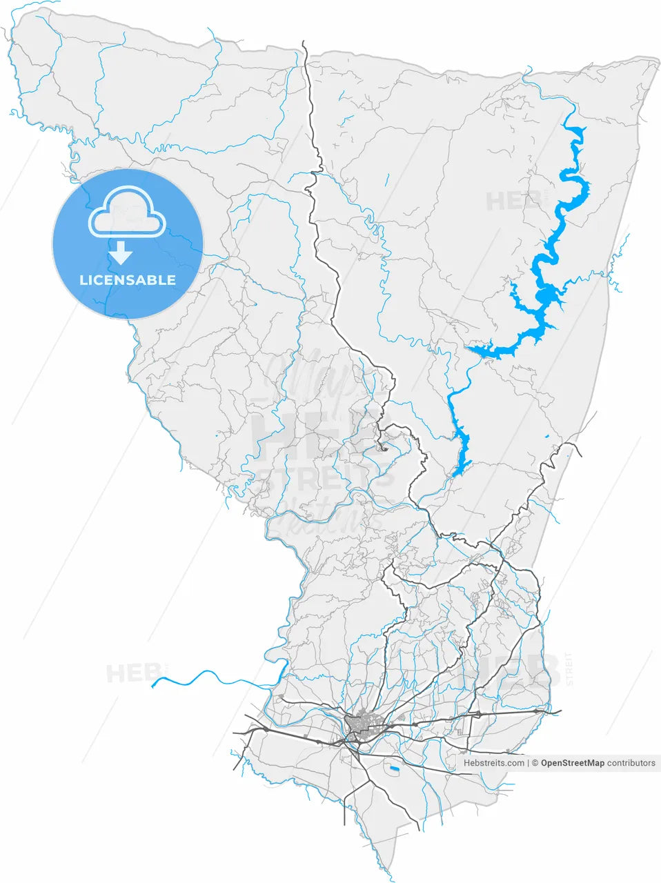 Andújar, Jaén, Spain, high resolution vector map - Instant download PDF and JPG