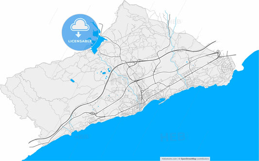 Villajoyosa, Alacant, Spain, high resolution vector map - Instant download PDF and JPG