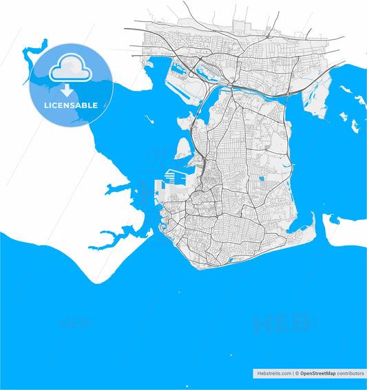 Portsmouth, South East England, England, high resolution vector map - Instant download PDF and JPG