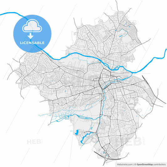 Reading, South East England, England, high resolution vector map - Instant download PDF and JPG