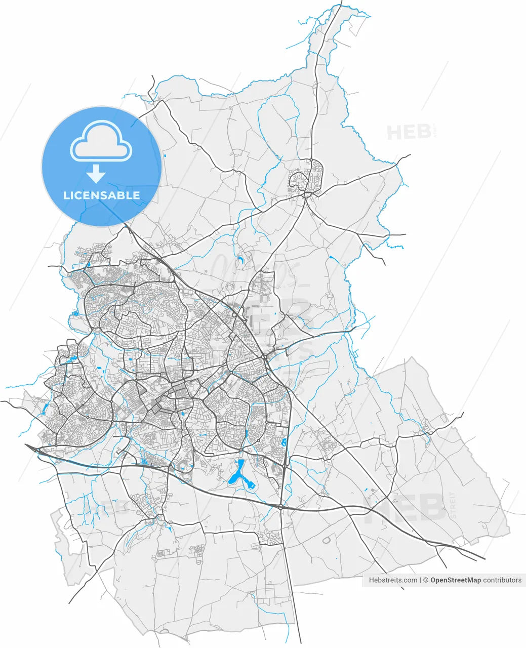 Swindon, South West England, England, high resolution vector map - Instant download PDF and JPG