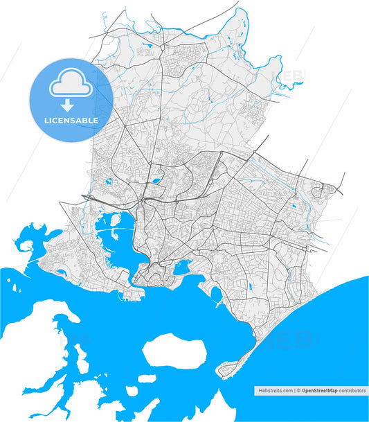 Poole, South West England, England, high resolution vector map - Instant download PDF and JPG