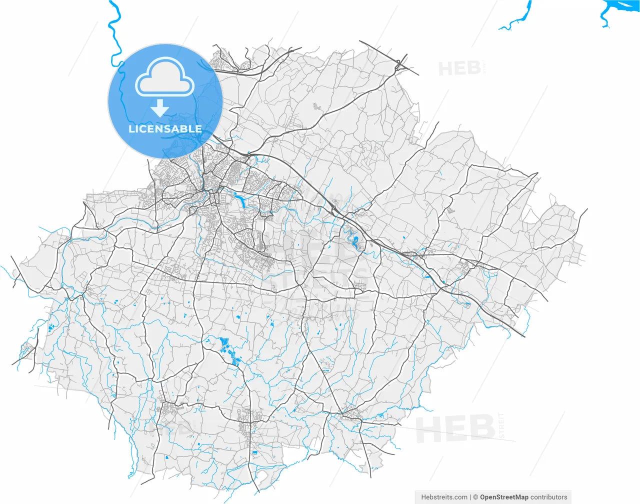 Maidstone, South East England, England, high resolution vector map - Instant download PDF and JPG