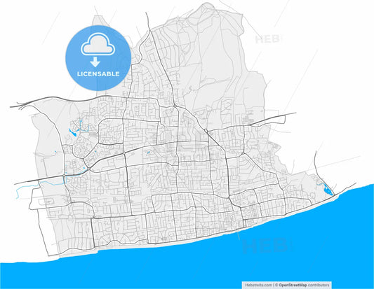 Worthing, South East England, England, high resolution vector map - Instant download PDF and JPG