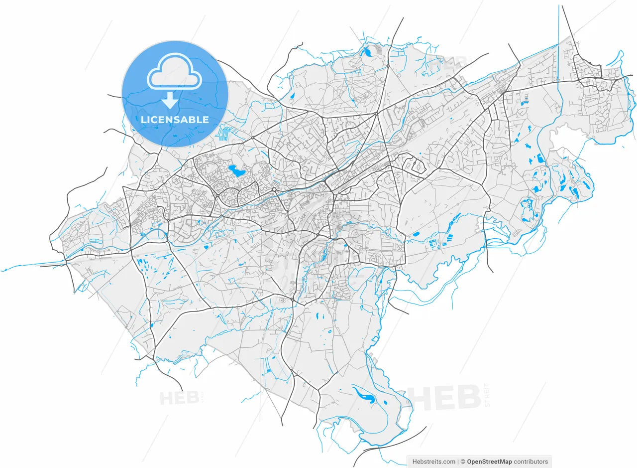 Woking, South East England, England, high resolution vector map - Instant download PDF and JPG