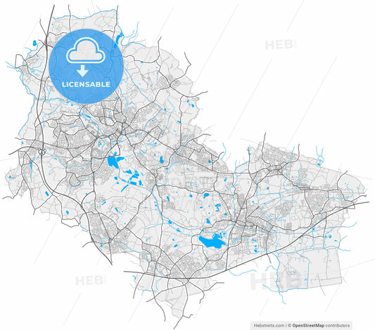 Wigan, North West England, England, high resolution vector map - Instant download PDF and JPG