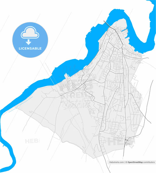 Rochester, South East England, England, high resolution vector map - Instant download PDF and JPG