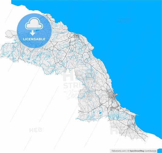 Scarborough, Yorkshire and the Humber, England, high resolution vector map - Instant download PDF and JPG