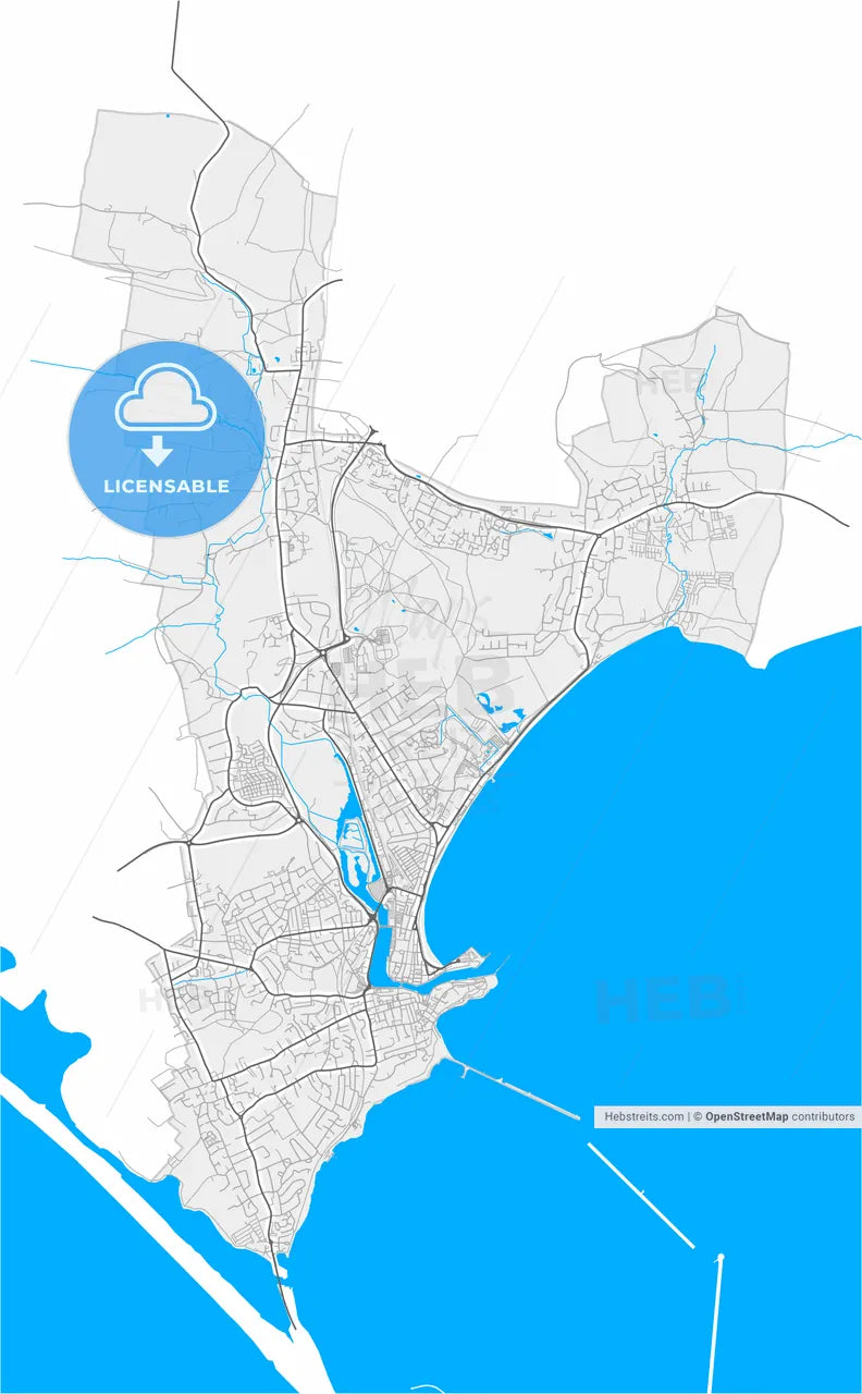 Weymouth, South West England, England, high resolution vector map - Instant download PDF and JPG