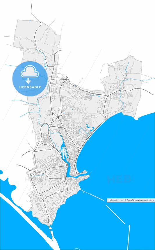 Weymouth, South West England, England, high resolution vector map - Instant download PDF and JPG