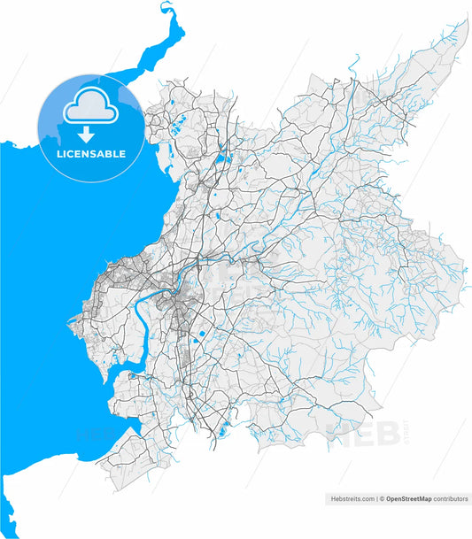 Lancaster, North West England, England, high resolution vector map - Instant download PDF and JPG