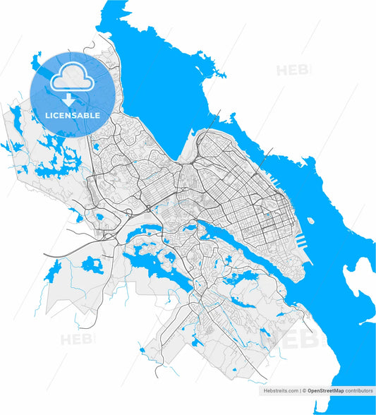 Halifax, Nova Scotia, Canada, high resolution vector map - Instant download PDF and JPG