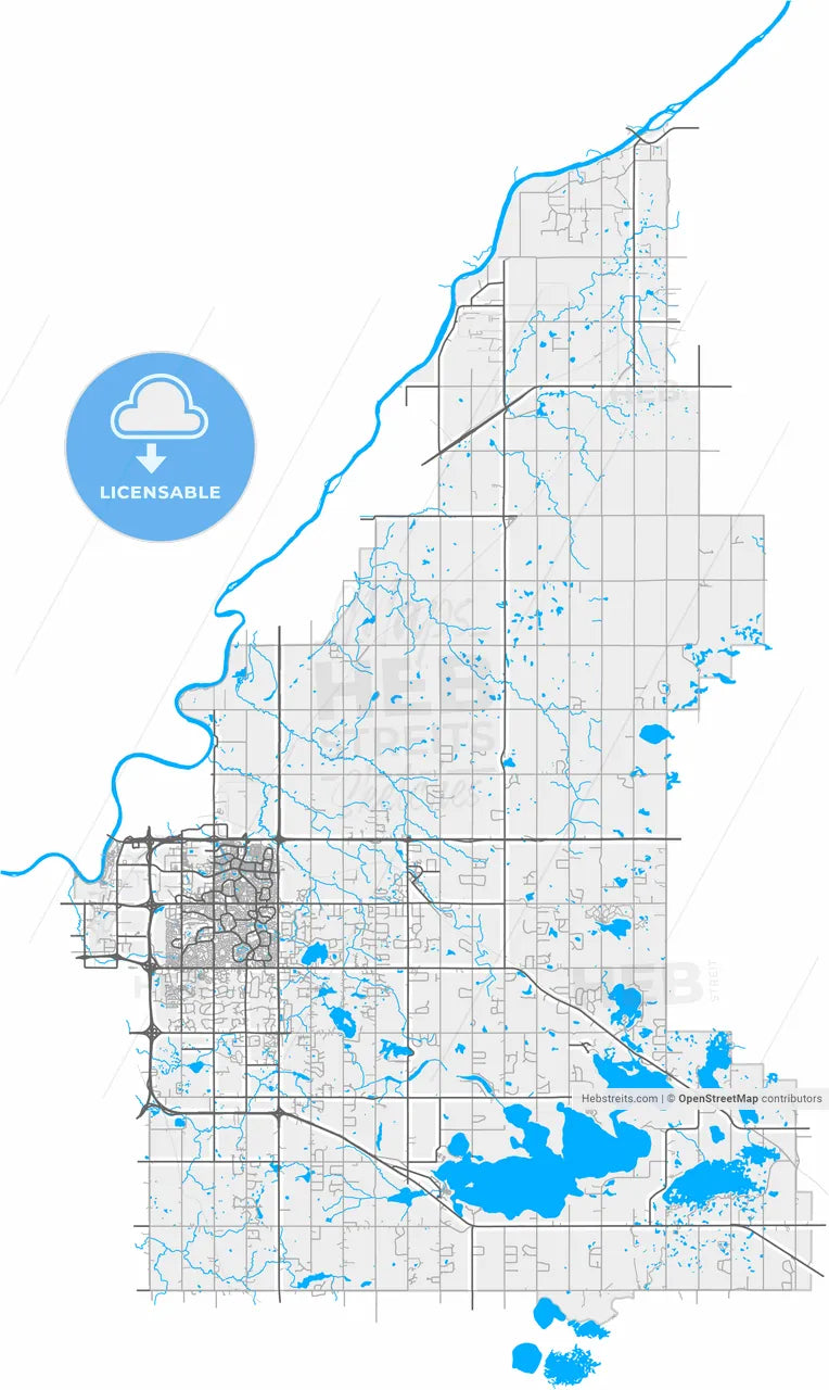 Strathcona County, Alberta, Canada, high resolution vector map - Instant download PDF and JPG