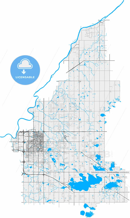 Strathcona County, Alberta, Canada, high resolution vector map - Instant download PDF and JPG