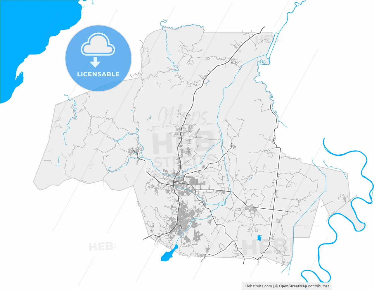 Choloma, Cortés, Honduras, high resolution vector map - Instant download PDF and JPG