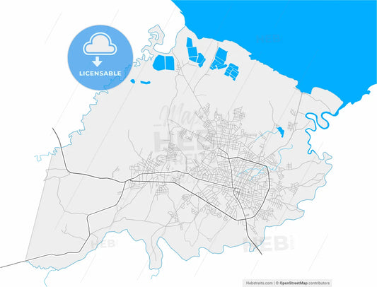 Chitré, Herrera, Panama, high resolution vector map - Instant download PDF and JPG