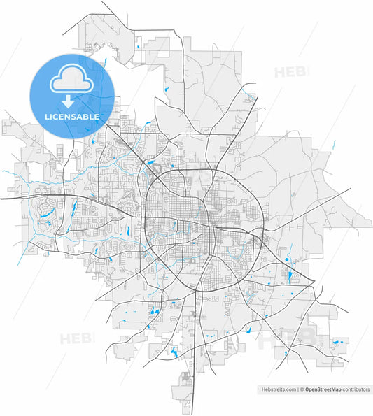 Dothan, Alabama, United States, high resolution vector map - Instant download PDF and JPG