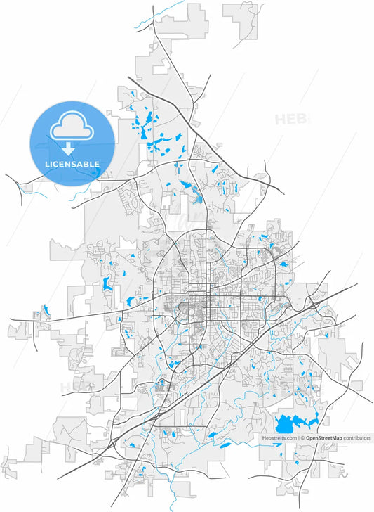 Auburn, Alabama, United States, high resolution vector map - Instant download PDF and JPG