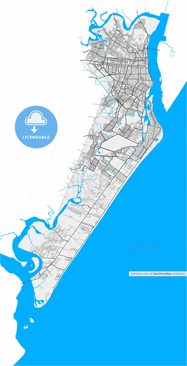 Aracaju, Brazil, high resolution vector map - Instant download PDF and JPG