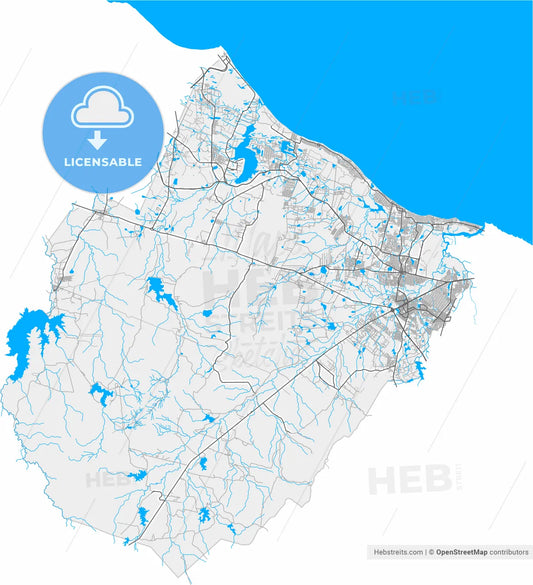 Caucaia, Brazil, high resolution vector map - Instant download PDF and JPG
