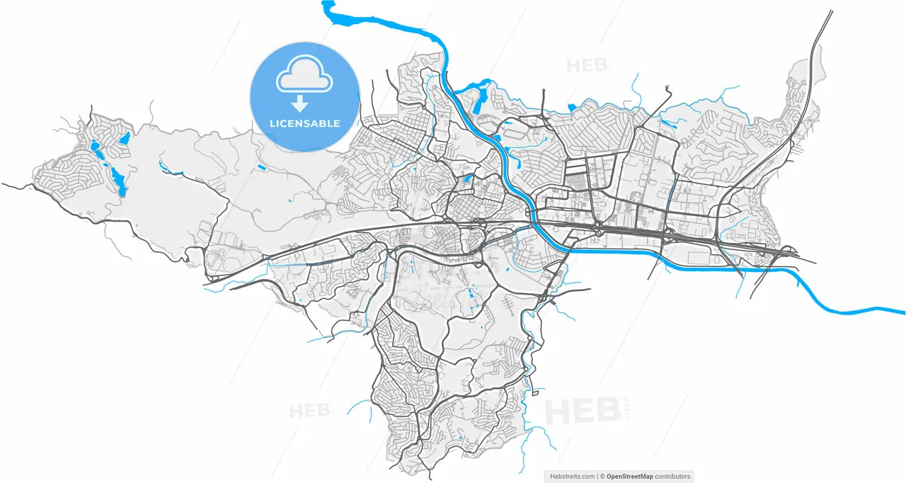 Barueri, Brazil, high resolution vector map - Instant download PDF and JPG