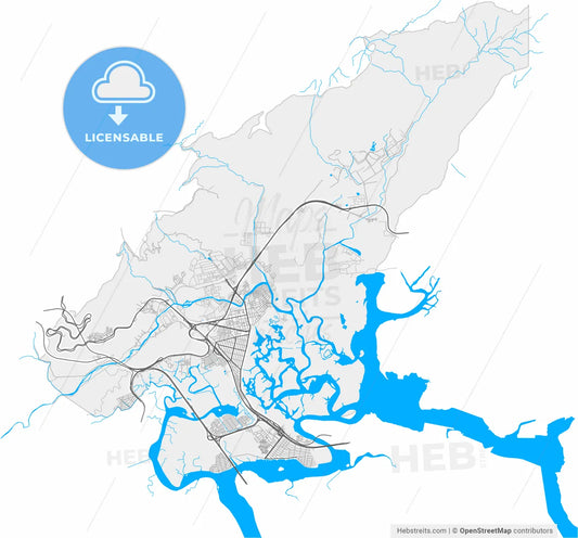 Cubatao, Brazil, high resolution vector map - Instant download PDF and JPG