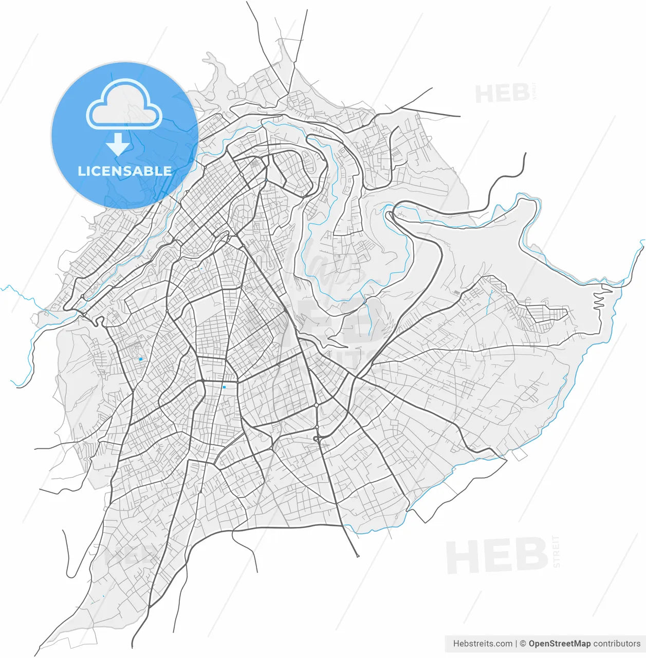 Ambato, Ecuador, high resolution vector map - Instant download PDF and JPG