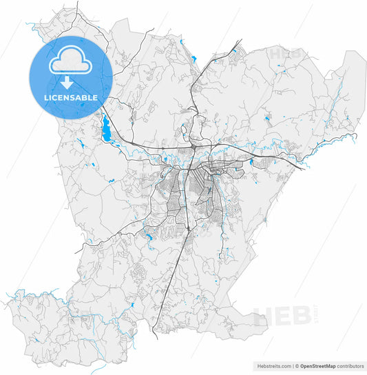 Atibaia, Brazil, high resolution vector map - Instant download PDF and JPG