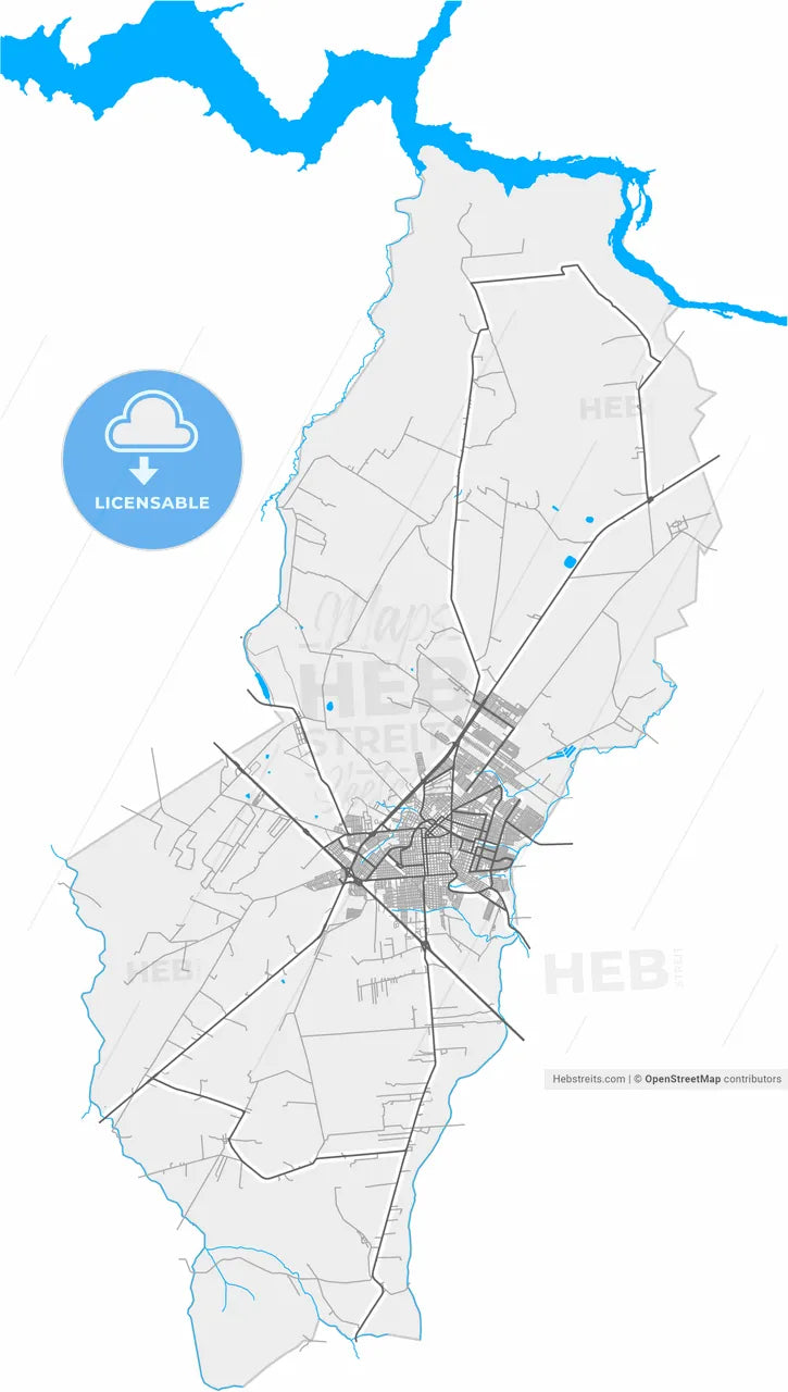 Birigui, Brazil, high resolution vector map - Instant download PDF and JPG