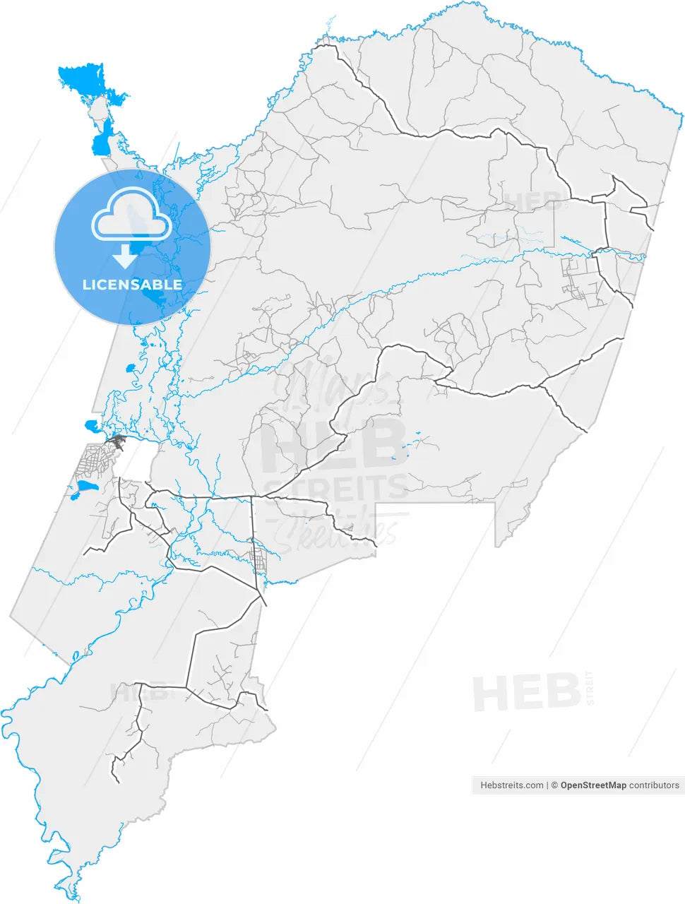 Corumba, Brazil, high resolution vector map - Instant download PDF and JPG