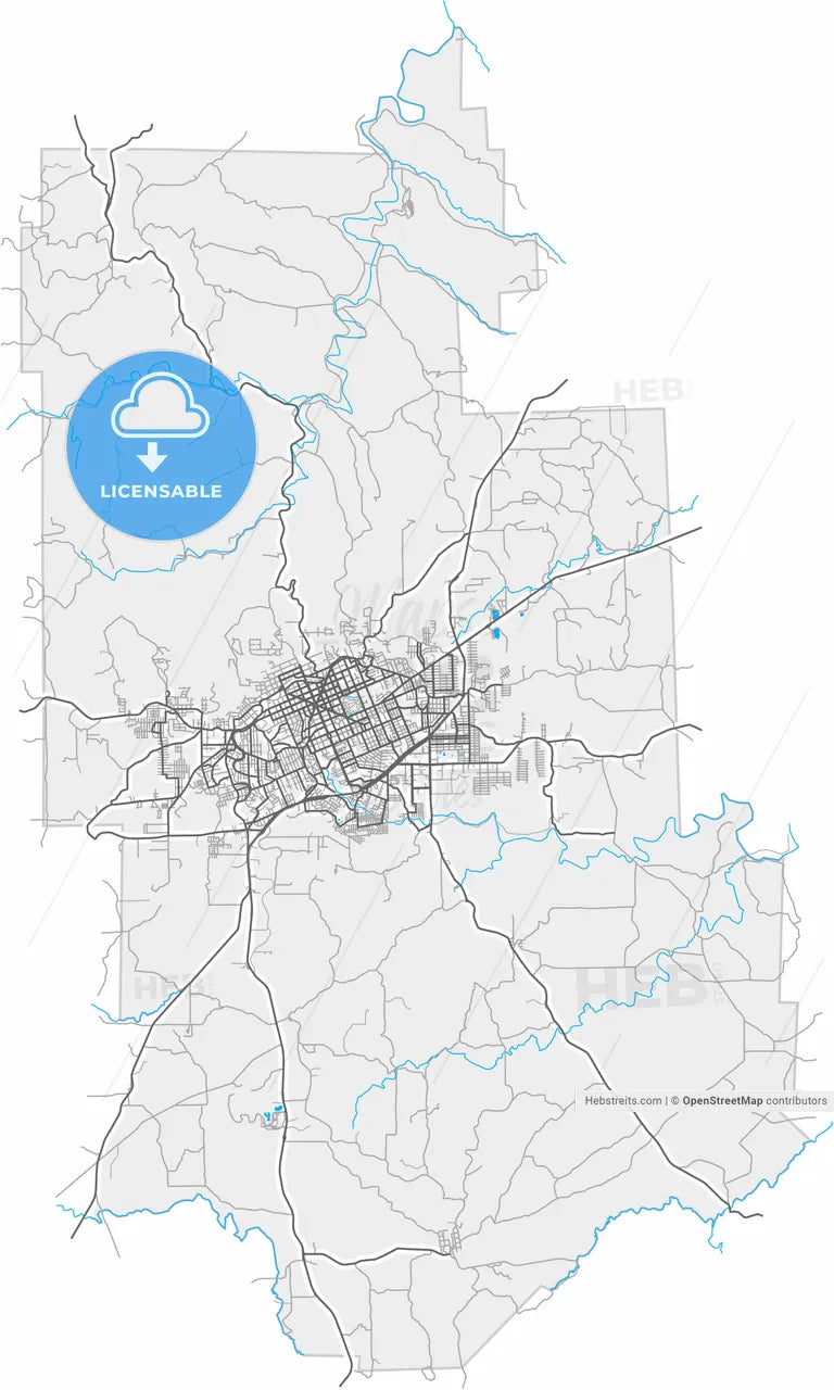 Erechim, Brazil, high resolution vector map - Instant download PDF and JPG