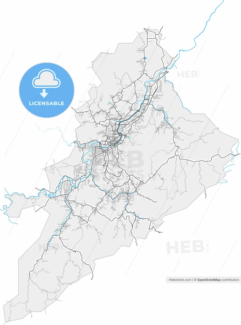 Brusque, Brazil, high resolution vector map - Instant download PDF and JPG