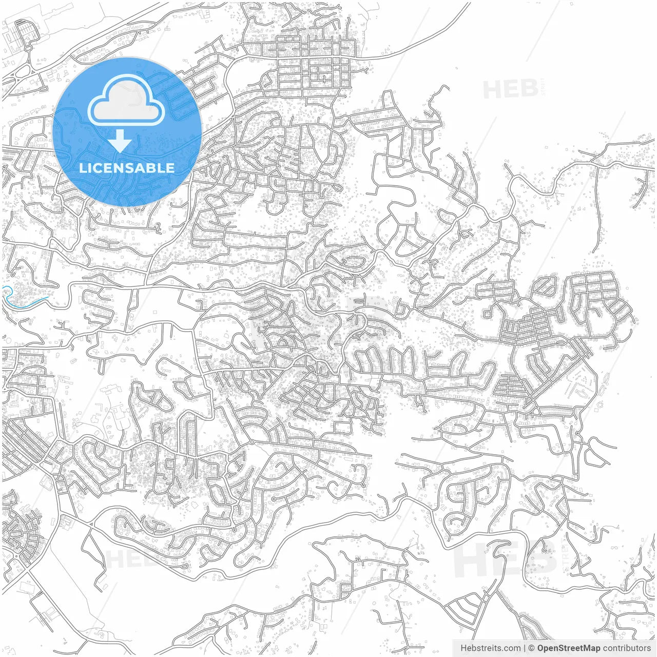 Montego Bay, Saint Catherine, Jamaica, city map with high resolution roads.